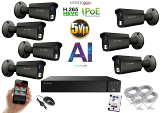 Monitorrs Security AI IP 7 kamerový set 5 Mpix GTube (6373K7)